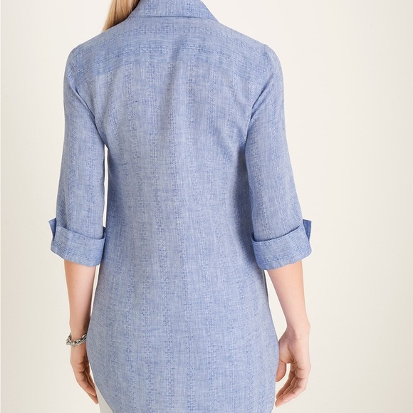 No-Iron Linen High-Low Shirttail-Hem Tunic - Picture 5 of 7